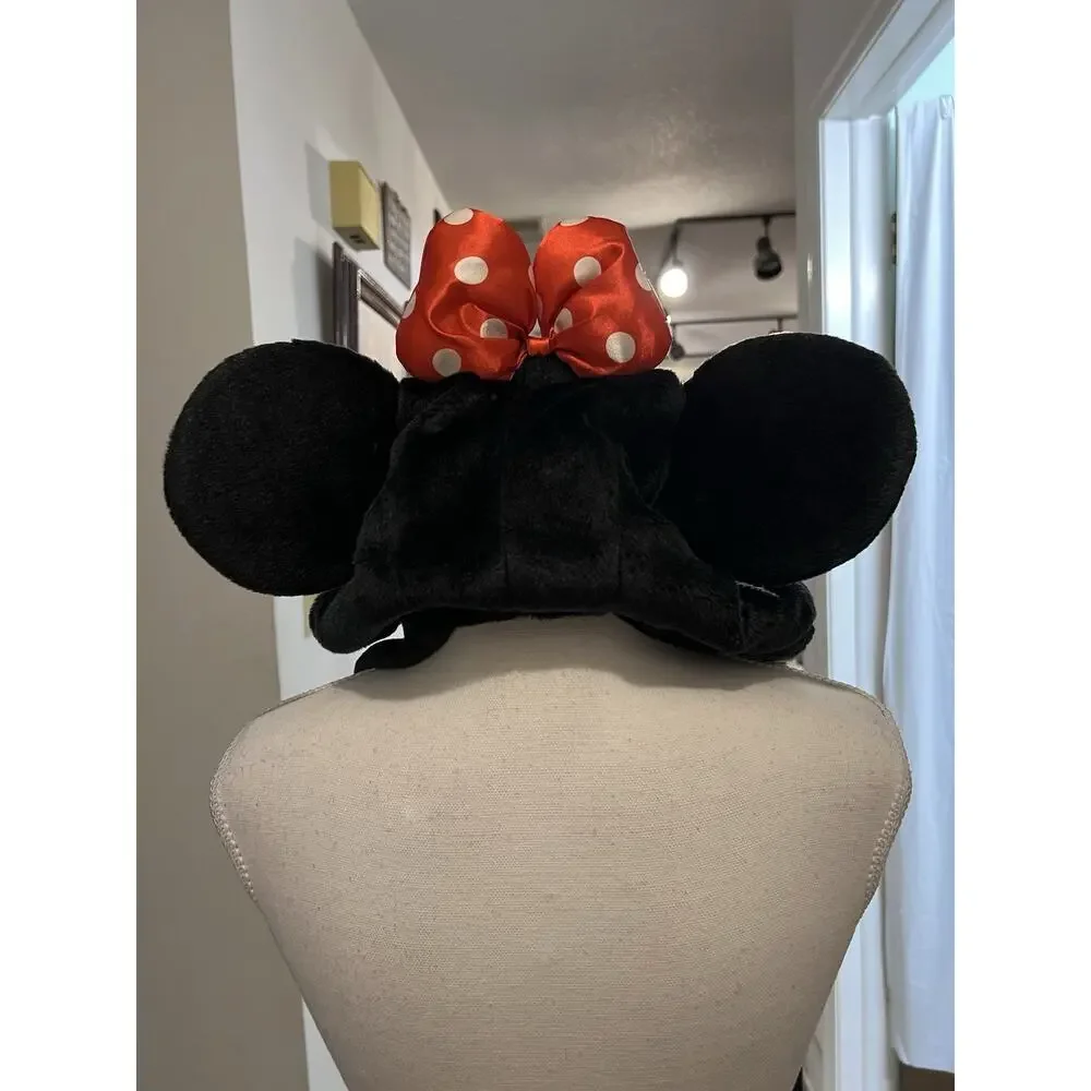 Disney Parks Minnie Mouse Polka dots Bow Plush Hat Ears w Scarf Mittens One Size - Picture 5 of 7